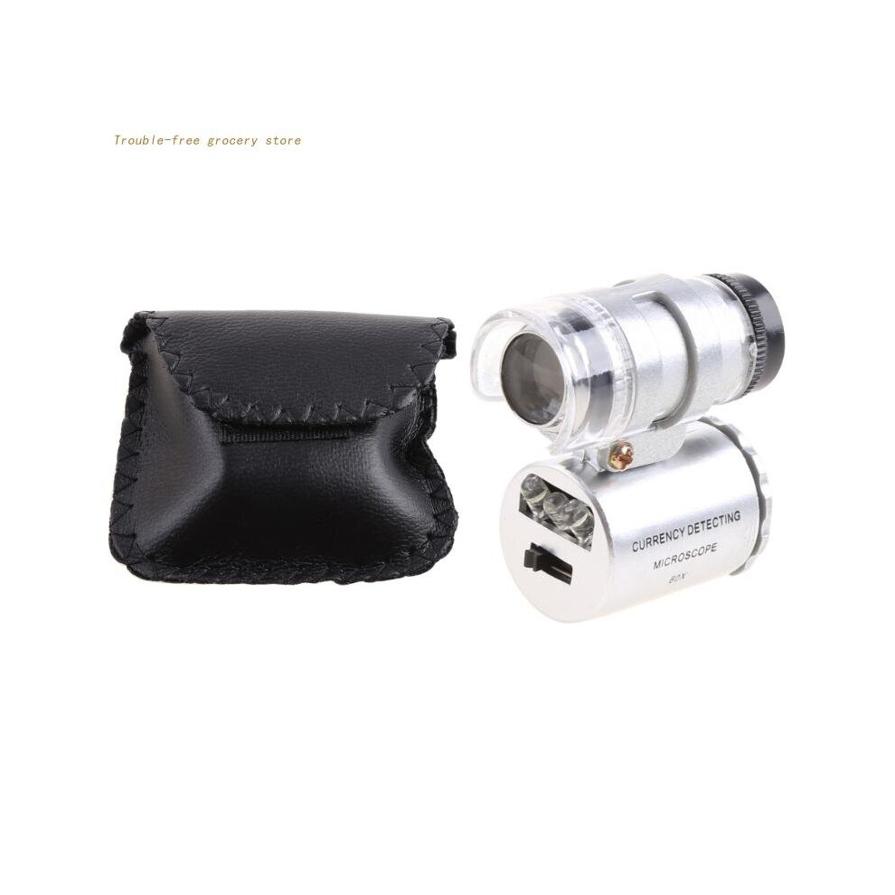 Light Mini 60X Magnifier Microscope Uv Jeweler Loupe Currency Detector With Led