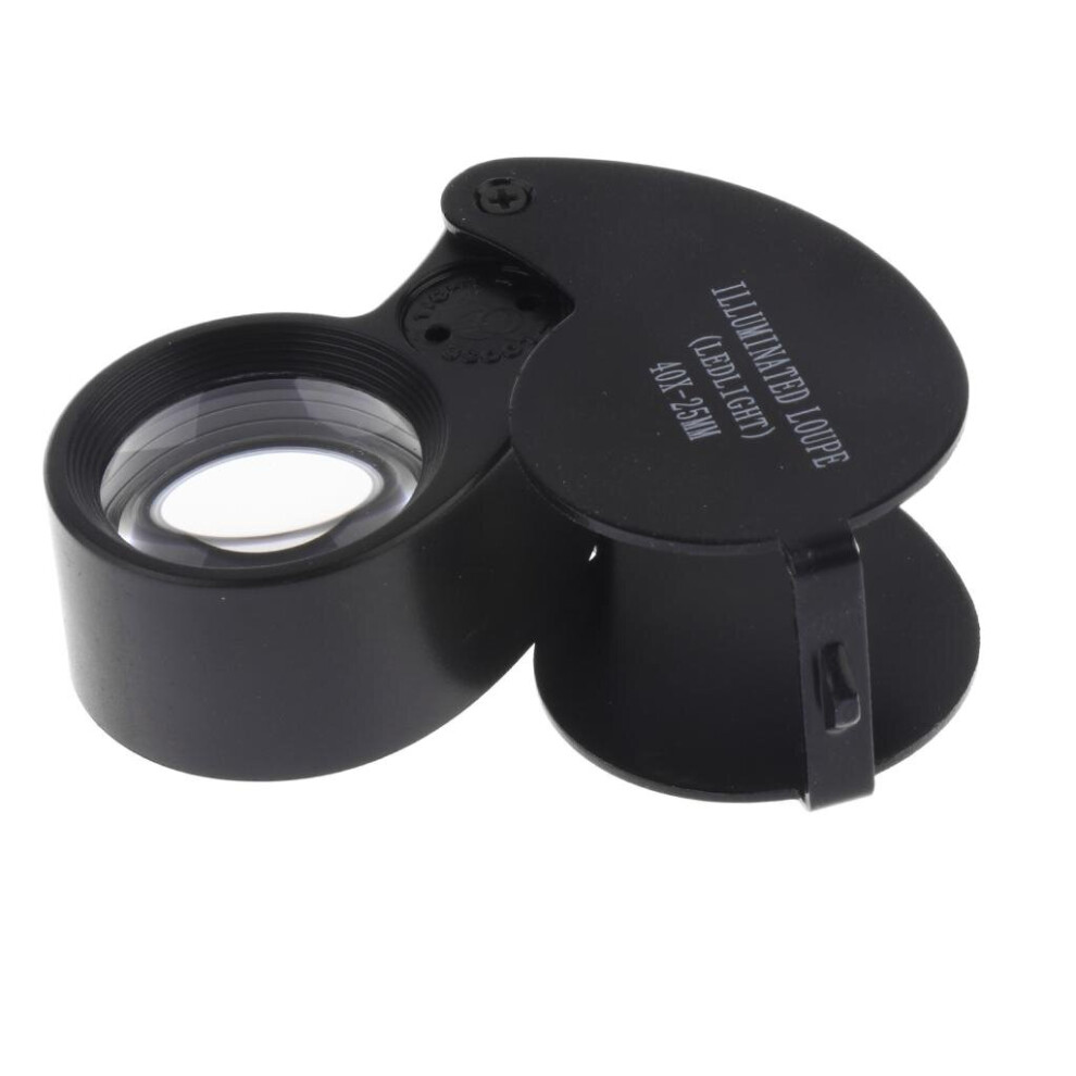 40X 25mm Illuminated LED Loupe Glass Jeweler Magnifying with LED