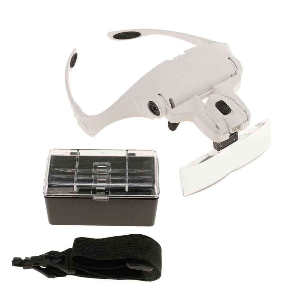 LED Lamp Head Magnifier with 5 Magnification Lenses 1.0X, 1.5X, 2.0X,