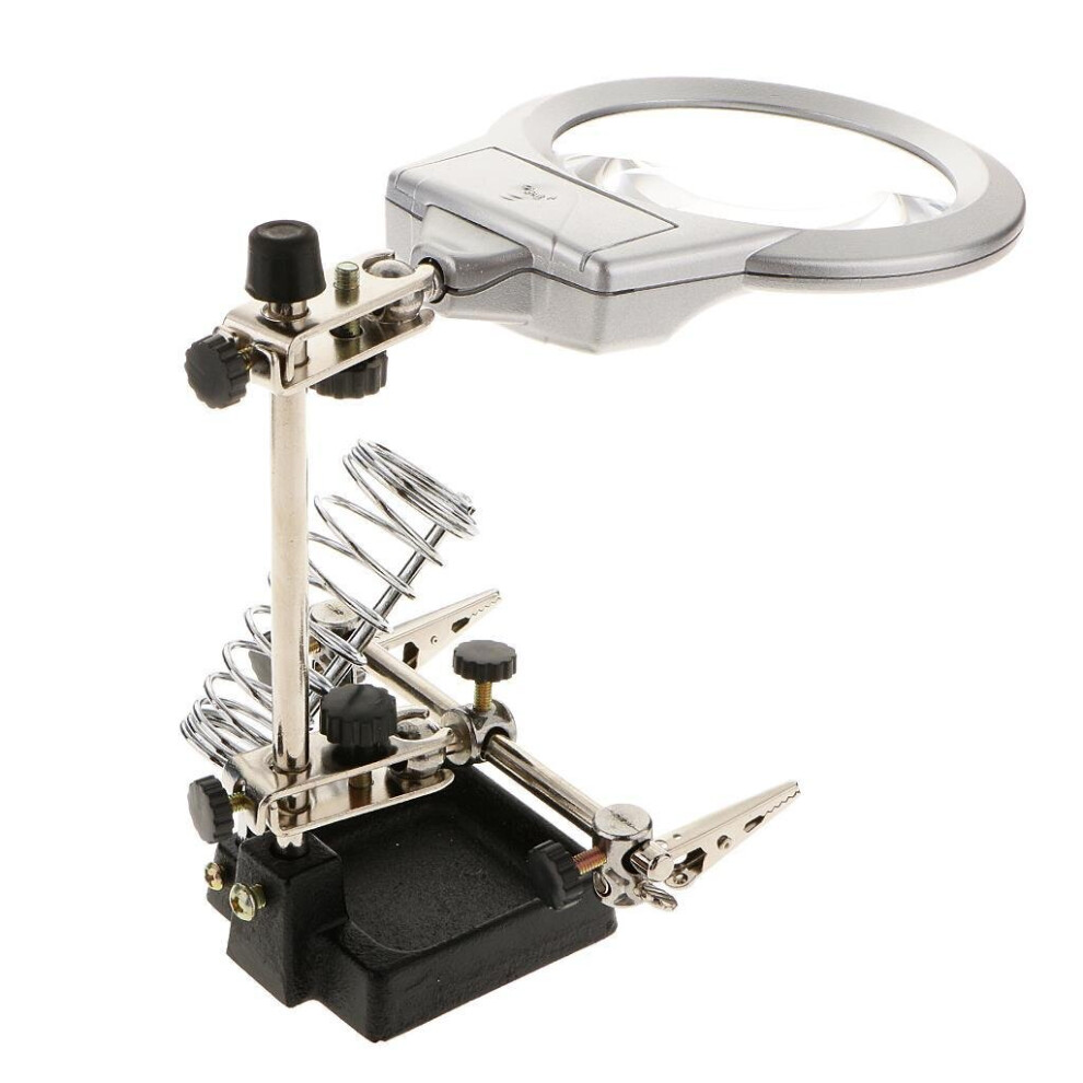 2.5X 6X Help Hand Clip Led Magnifying Soldering Iron Stand Len Magnifier 885487119380