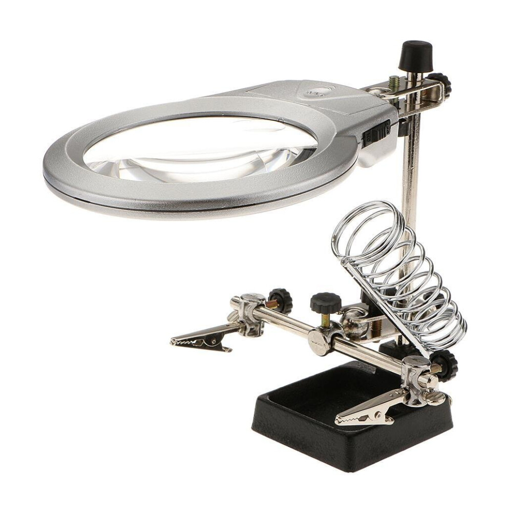 2.5X 6X Help Hand Clip Led Magnifying Soldering Iron Stand Len Magnifier 885487119441