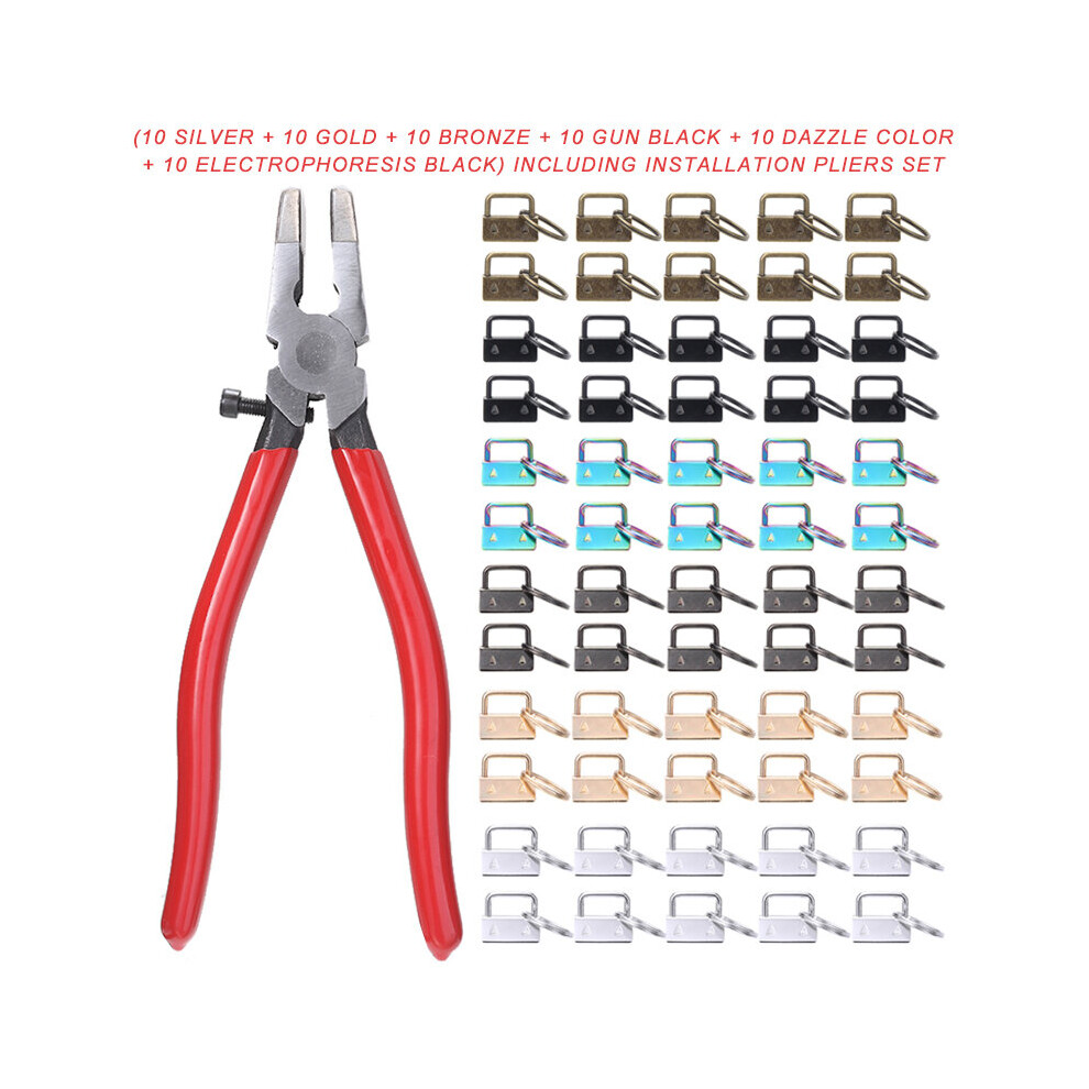 60Pcs 2.5Cm Key Fob Keychain Hardwares Set With Pliers For Wristlet Clamp Key Chain Tail Clip Luggage Accessories 885487258997
