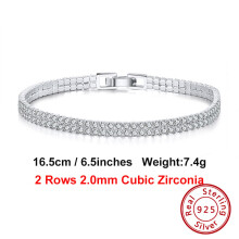 Stunning Men Women 925 Silver Tennis Bracelet Bezel Setting Round Cut Cubic Zirconia Classic Tennis Bracelet SB115