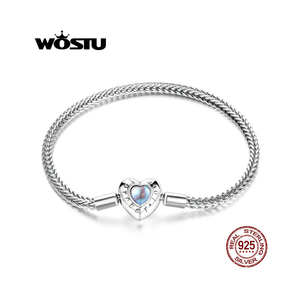 925 Sterling Silver Heart Moonstone Basic Chain Bracelets Charm Lettering Engraving Forever Love Womens hand CQB223-image-OPC-PBWPN7H-NEW