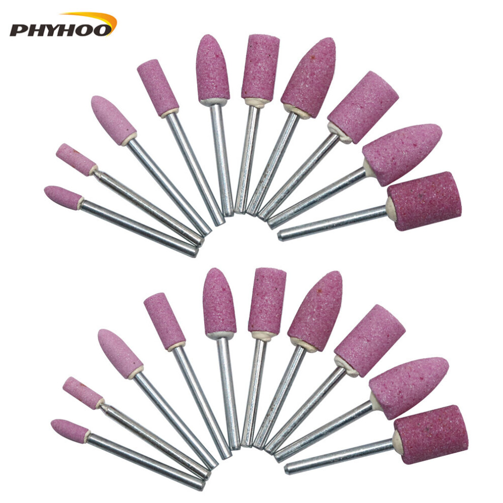 Mounted Abrasive Stone Grinding Head Bullet Cylinder Polishing Wheels Rotary Accessory Attachment Drill Bits 3Mm Mandrel 20Pcs 885487131429