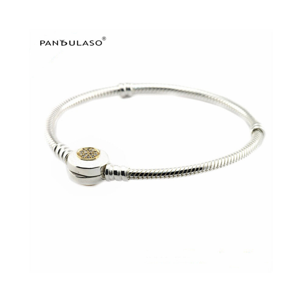 Moments Two Tone Bracelet With Signature Clasp 925 Silver Bracelets For DIY Woman Bracelets For Jewelry Making-image-OPC-PBWPPSB-NEW