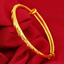 Soild 14K Yellow Bangles Jewelry for Women Not Fade Wedding Pulseira Feminina Bizuteria Bangles Females
