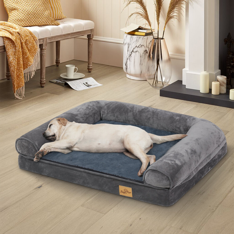(L(100X75cm)) Traditional Large Dog Bed Pet Cuddler Couch Lounger
