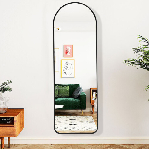 Living And Home (Black) Arch Full Length Wall Mirror 1