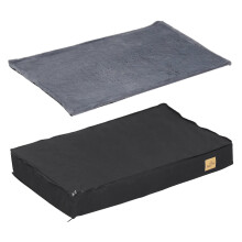 (L(92x56cm) for 36inch cage) Grey Pet Bed with Removable Cover for Dog Crate