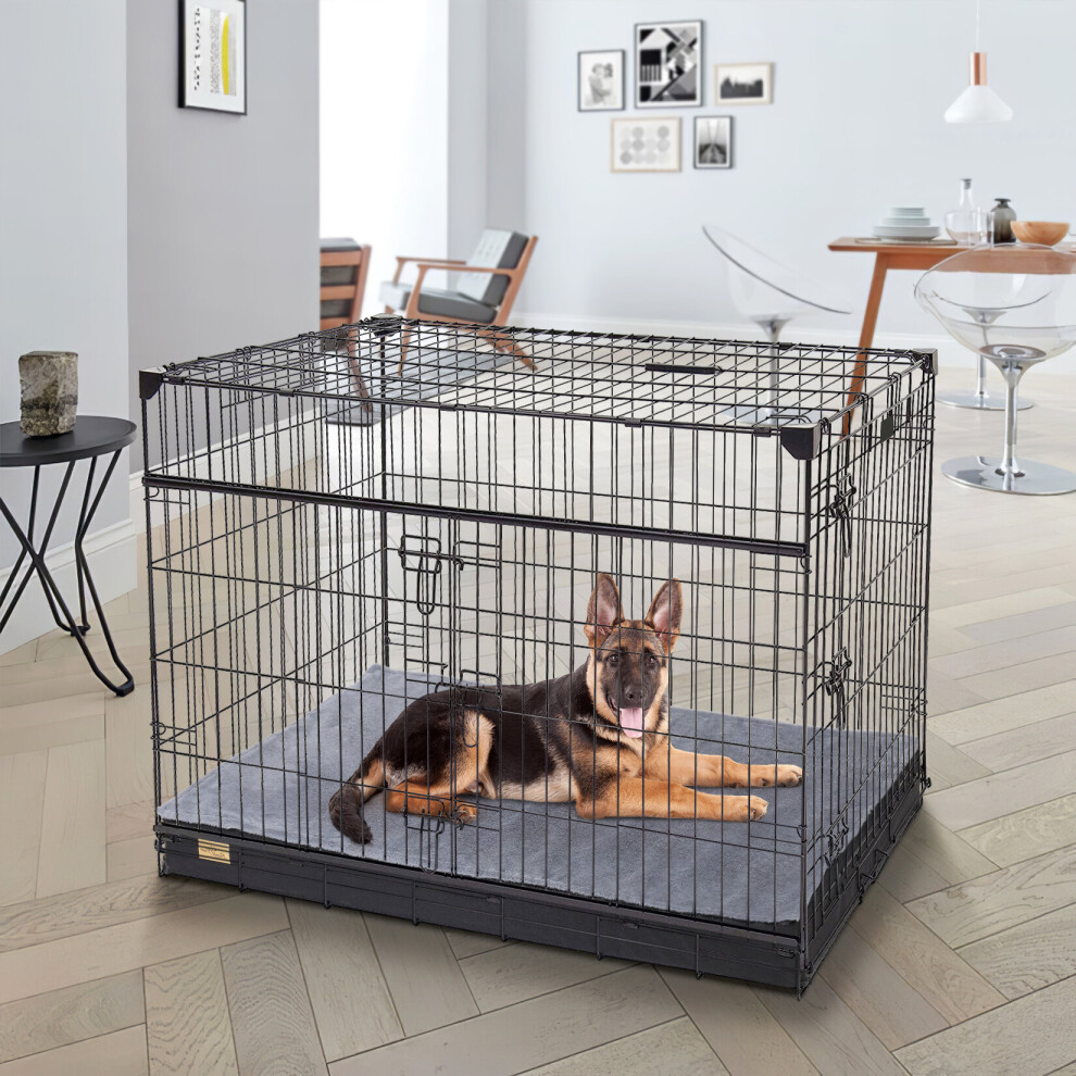 (XL(105x70cm) for 42inch cage) Grey Pet Bed with Removable Cover for Dog Crate