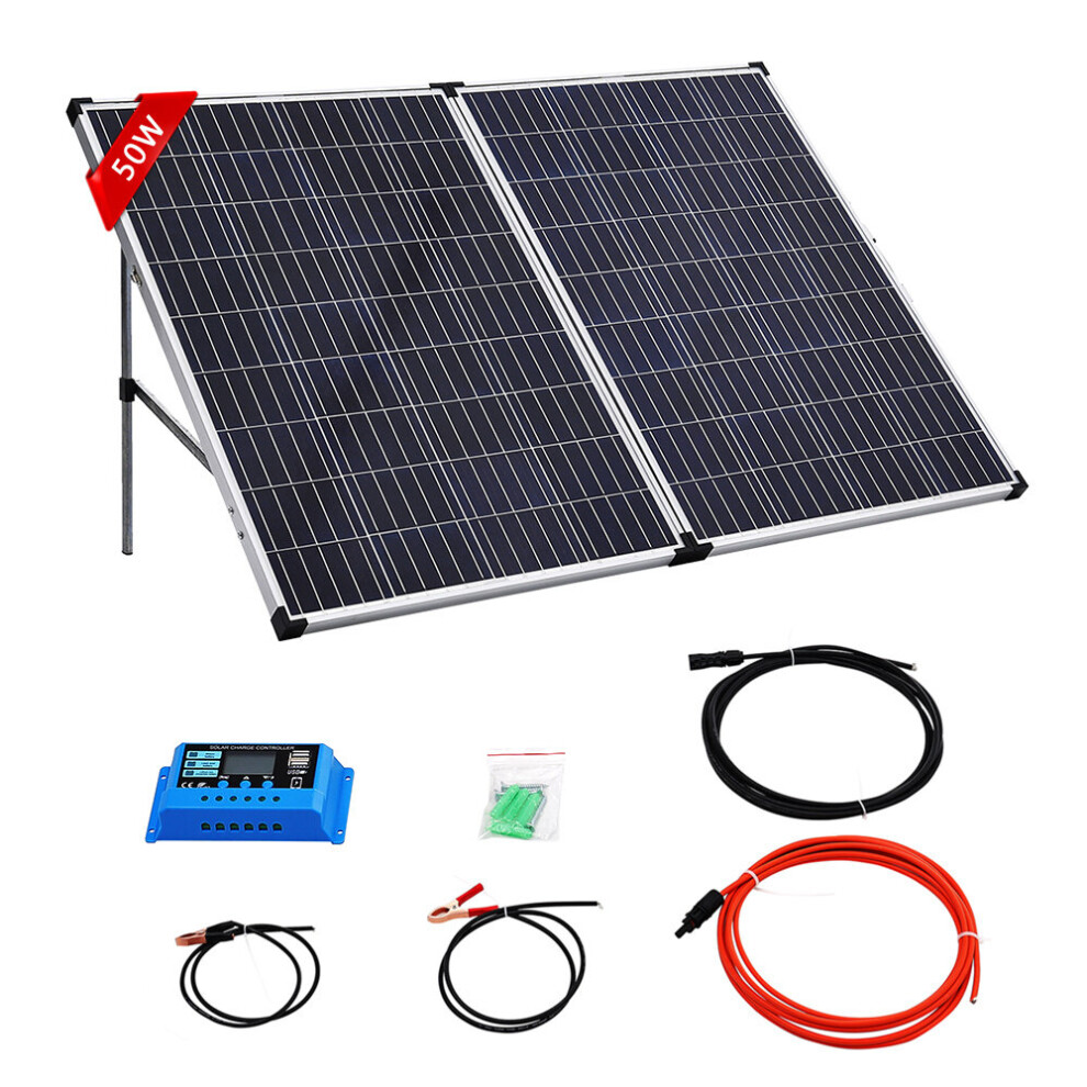 (50W with 10A Controller Kit) Solar Panel 12V 50/100/160/200W Car Van Boat Caravan Camper Battery Charger Kit