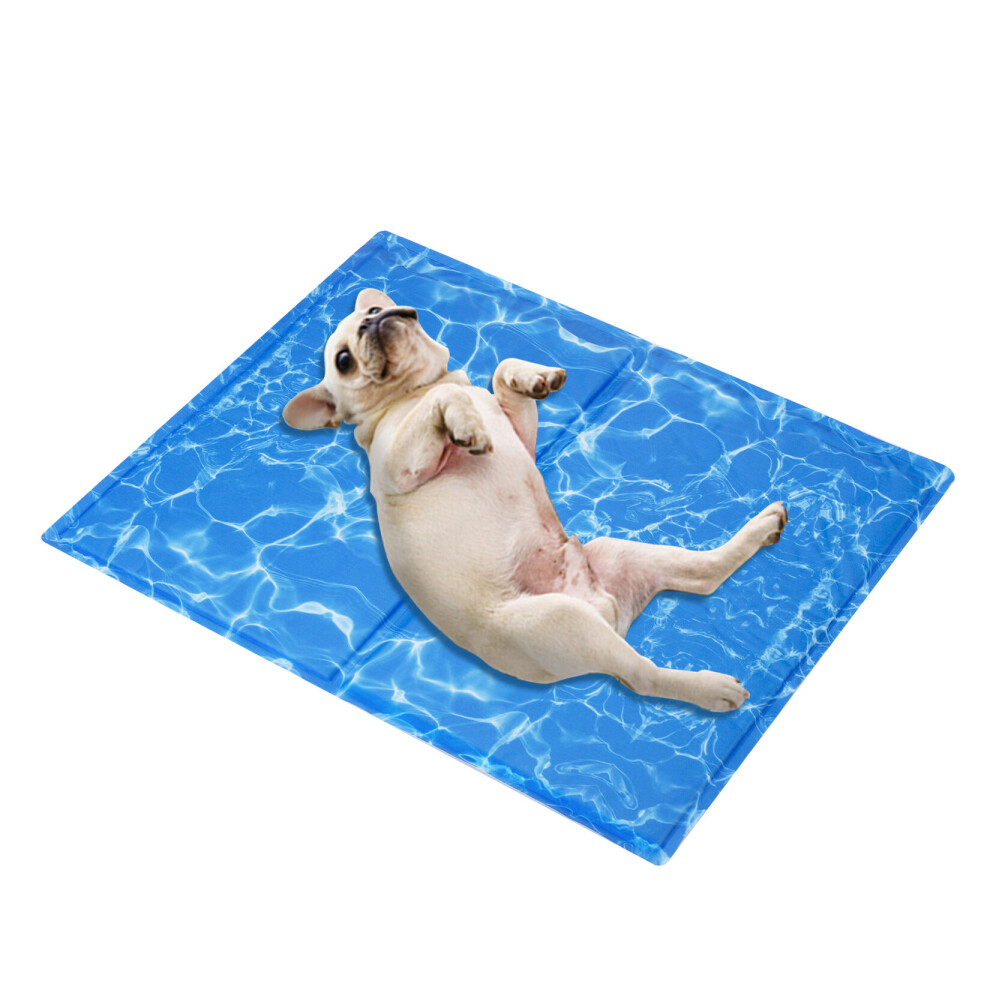 Bingopaw (M(65X50cm)) Dog Cooling Mat Non-Toxic Self Cool Gel Bed Pad Blue