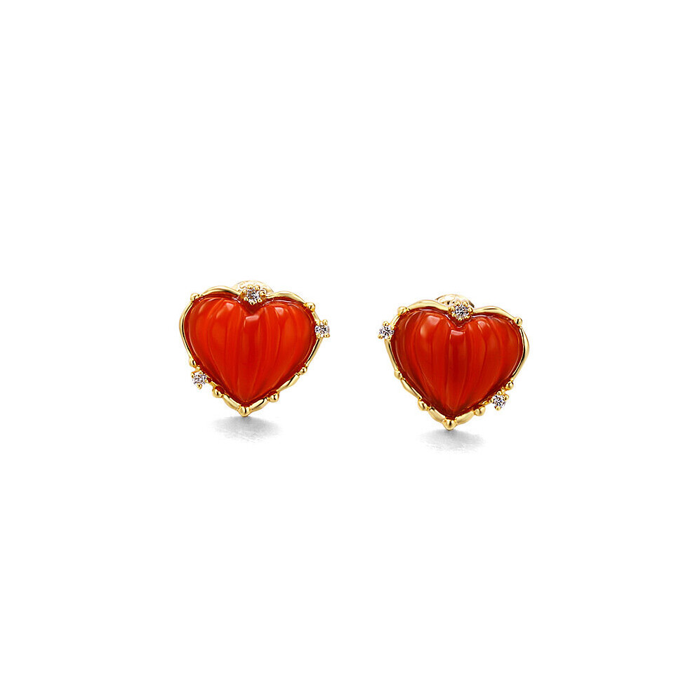 Sweet Heart Stud EarringsGemstone Natural Agate Earrings For Women 925 Sterling Silver Plated Korea Fine Jewelry-image-OPC-PBWQ98K-NEW