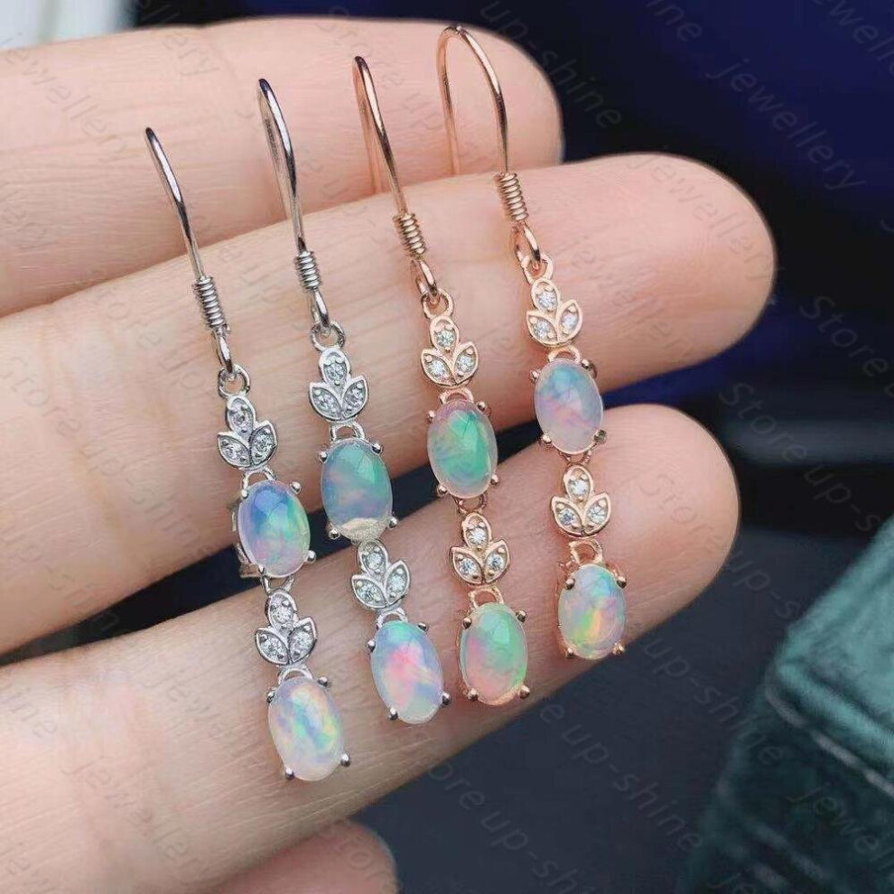 Natural Opal Earrings 925 Silver Womens Earrings Simple, and Fashionable All-match-image-OPC-PBWQ9QH-NEW