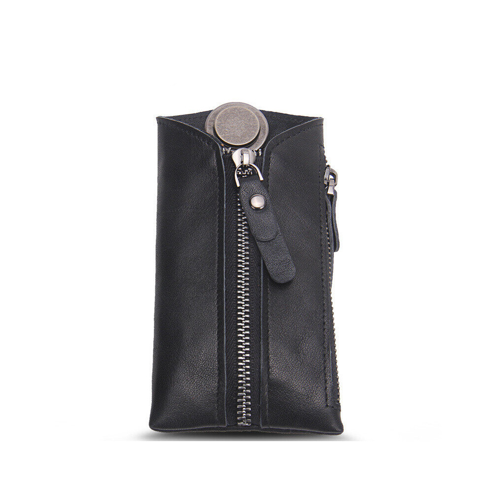 Leather Car Key Case Leisure Small Key Case Cowhide Keychain Black 885659307157