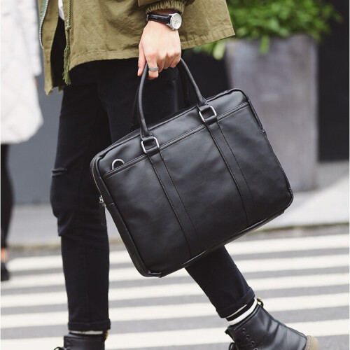 zipper solid business OL Briefcases pu leather computer bag Computer Interlayer fishion Handbag single shoulder bag 1