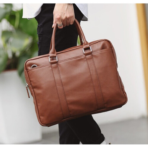 zipper solid business OL Briefcases pu leather computer bag Computer Interlayer fishion Handbag single shoulder bag 2