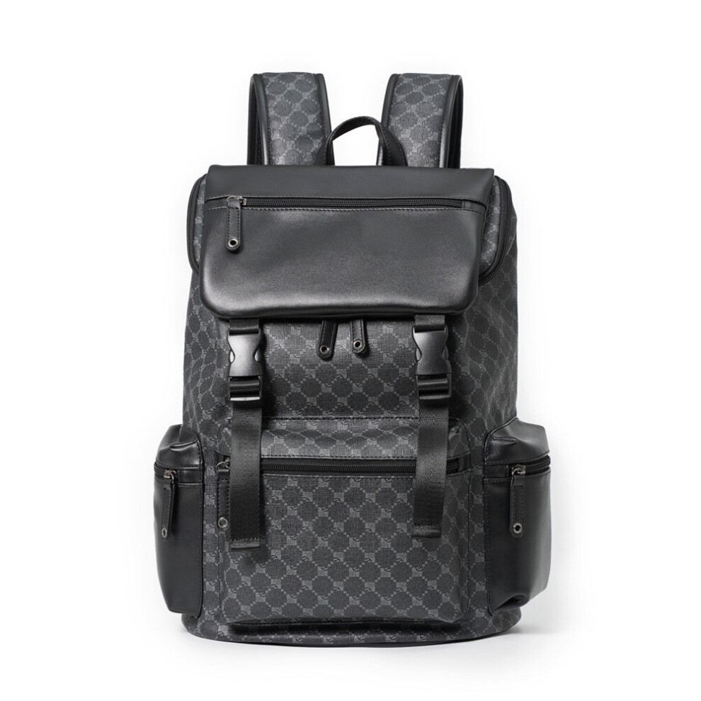 Casual Leather Backpack Men Large Travel Work Daily Backbag Laptop Back Pack Student Schoolbag Black