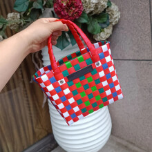 Small Tiny Kawayi Weaved Lunch Picnic Basket Harajuku Kawayi Travel Beach Carry Bags Shopping Easy Clean