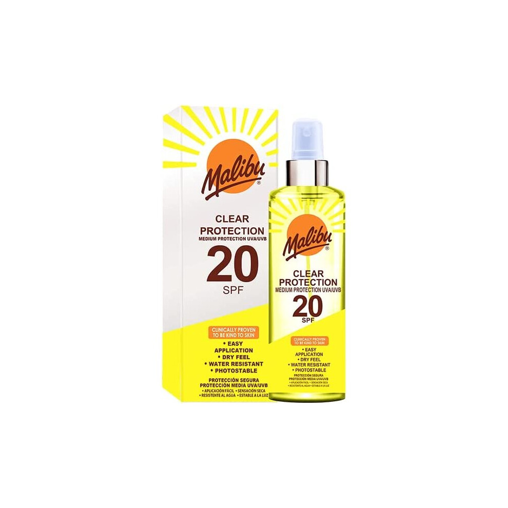 Malibu Sun Tan Lotion Clear Protection Spray SPF20 250ml