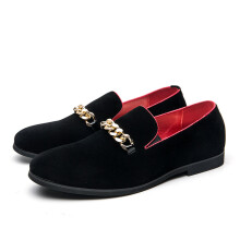 Men Suede Leather Loafers Chains Casual Moccasins Oxfords Shoes Party Nightclub Shoes Slip-On Driving Flats 44