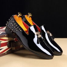 Men Loafers Shoes Man Party Rivet Footwear Flats Spring Personality Solid Slip On Leather Shoe Big Size 37- 48