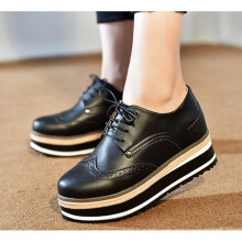 Womens Platform Leather Creepers British Goth Punk Shoes Espadrilles Bullock Carved Woman Shoes
