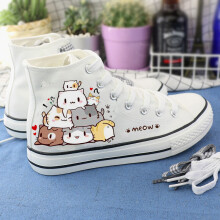 Women Cartoon Canvas Shoes vulcanized Anime Green Sneakers Girls High Flat Female Womens sports For Footwear