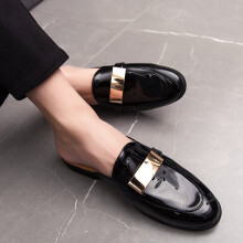 Patent leather shoes men mule masculino men shoes shoes sapato masculino social couro sepatu slip on pria Zapatos
