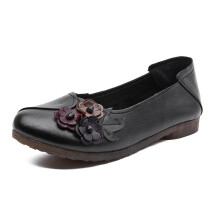 DikoDumter Soft Sole Comfortable Leather Shoes for Women Casual Round Head Slip on Boat Shoes