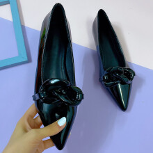Big Size Female Boat Shoes Women Sandals Pointed Toe Green Flats Casual Outside Shallow Chain Woman Rubber Flats