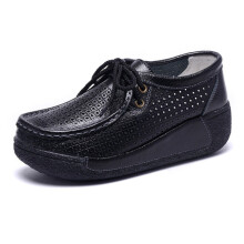 Ms leisure breathable girls airtight shoe leather loafers hollow out breathable women single shoe leather hollow out shoes