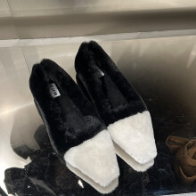 Boat Shoes Flats Shallow Casual Outside Flock Leather Shoe Women Winter Warm Furry Pointed Toe Flat