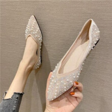 Women's Boat Shoes Pointed Toe Flats Single Shoes Soft Sole Slip On Women's Flat Rhinestone Wedding Shoes Loafers