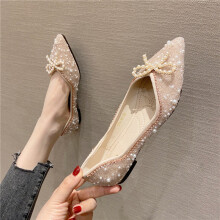 Spring Autumn Women Boat Shoes Pointed Toe Flats Single Shoes Slip On Women's Flat Bow-knot Wedding Shoes Loafers