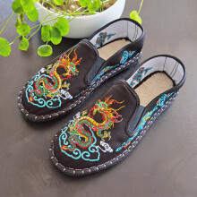 Beijing Dialect Embroidery Temperament Slip-on Comfort Embroidered Cloth Shoe Men Embroidered Facial Makeup Shoes for Men