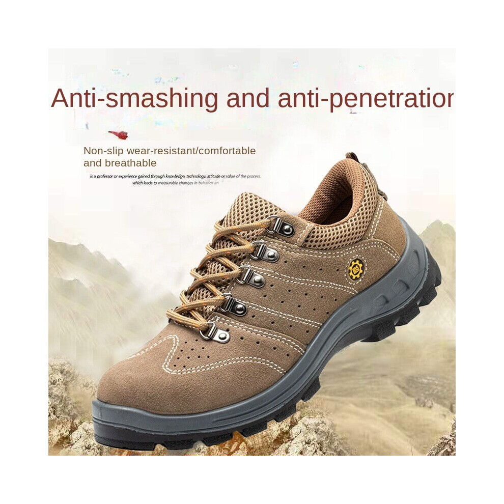Cowhide Solid-Soled Labor Insurance Shoes Mens Safety Protective Shoes Anti-Smashing Anti-Piercing Work Shoes Breathable H155 885660651003