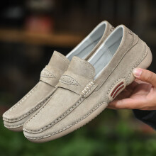 Mens Suede Loafers Casual Soft Leather Shoes Moccasins Breathable Non-Slip Driving Shoes Big Size
