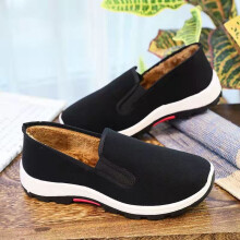 Cloth Shoes Mens Shoes with Pile and Thickened One Pedal Work Shoes National Comfortable Versatile Cotton Shoes