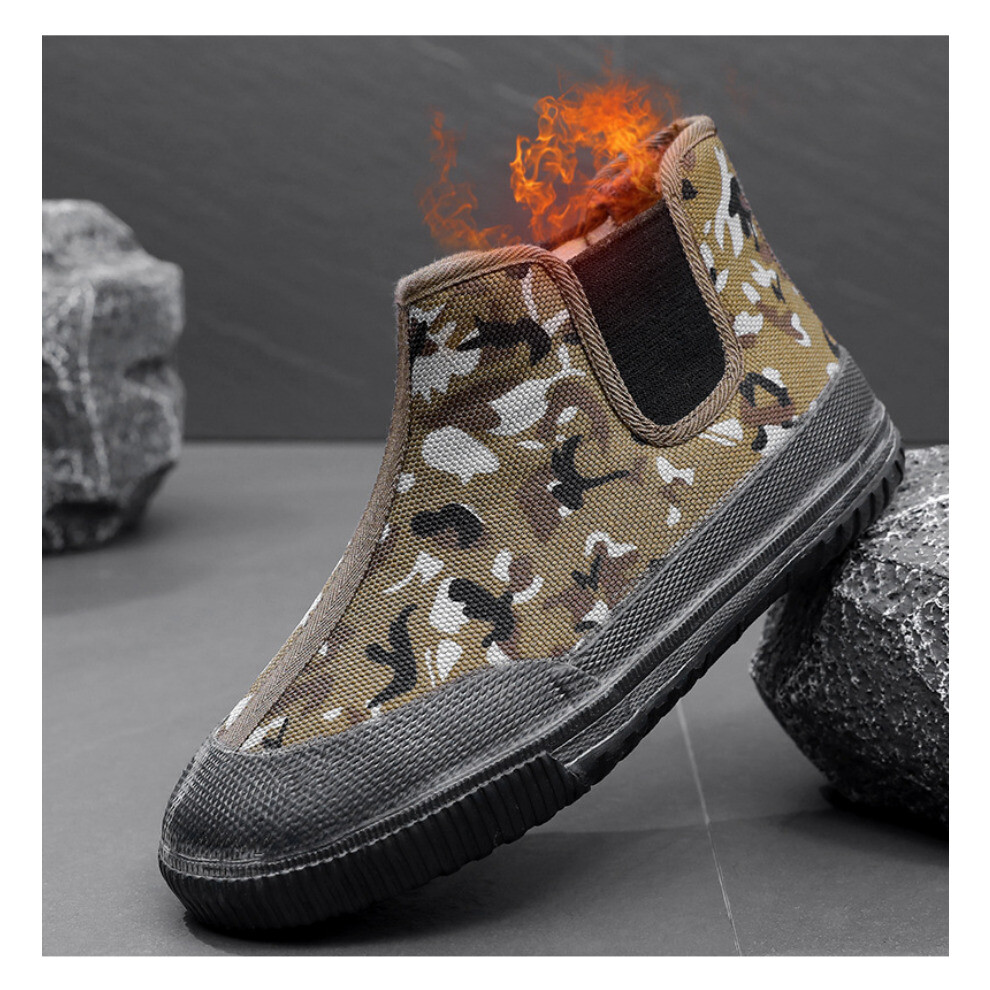 Ankle Boots Mens Snow Boots Winter Waterproof Canvas Work Safety Shoes Men Wool Plush Winter Warm Wear-Resisting Cotton Shoes 885660768411