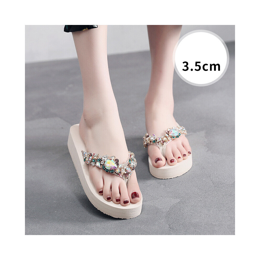 Rhinestone Sandals And Slippers GRIL Wear Summer Beach Shoes Women Slippers Seaside Non-Slip High-Heeled Flip-Flops-image-OPC-PBWR8RW-NEW