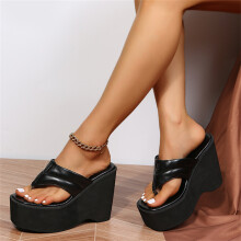 Big Size 35-43 Ladies Wedges High Heels Flip Flops Platform Summer womens Slippers Casual Slides Shoes Woman