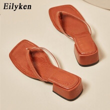 Summer Women Slipper Square Low Heel Open Toe Slides Causal Outdoor Beach Sandal Shoes Ladies Slip On Flip Flops