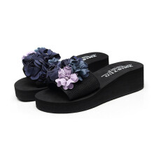 BEYARNELitthing women flower toe clip flip flops non-slip wedges beach slippers shoes for women