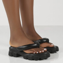 Rimocy Chunky Platform Flip Flops Women Summer Square Heels Clip Toe Sandals Woman Plus Size 43 Pu Leather Slippers