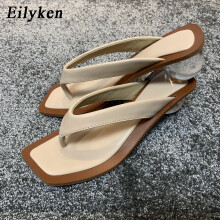 Summer Flip Flops Slippers Women Clear Transparent Low Heel Slides Round Ball Sandals For Shoes