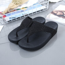 Summer Crystal Diamond Gem Women Flip Flops Flat Platform Slippers Lady