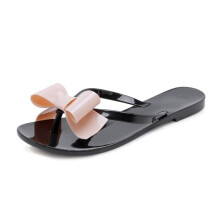 BEYARNE woman jelly beach sandals lady flip flops flat rain slides bowtie women Slippers shoes 36-41