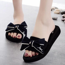 slipper woman women shoes woman word slipper slope ladies flip flops all match beach sandals bow casual shoes
